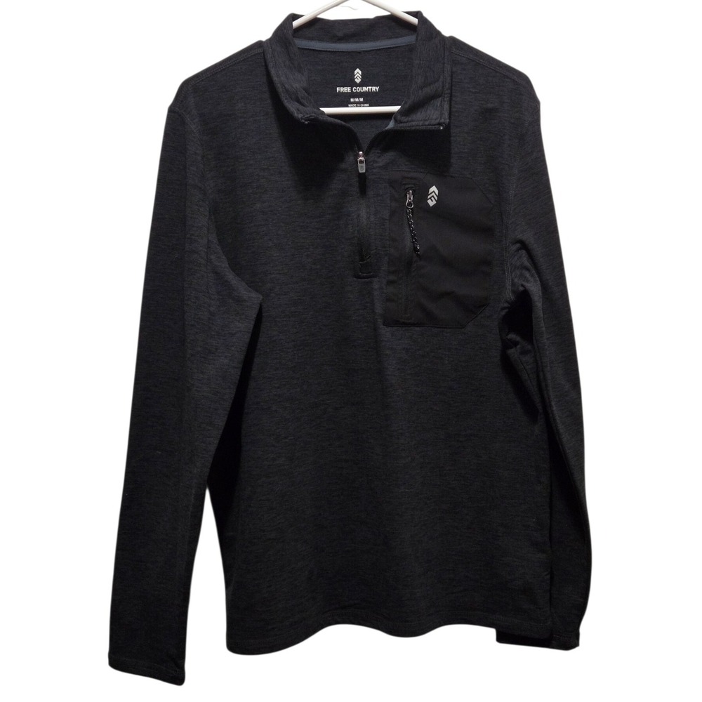 Free Country Mens Sueded Space-dye Quarter Zip Long Sleeve Pullover Medium